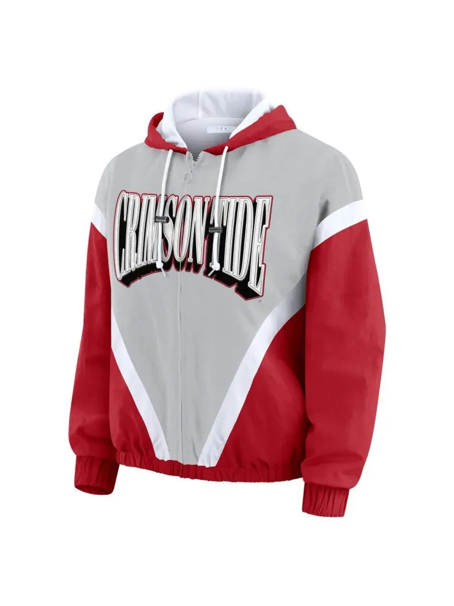 WEAR by Erin Andrews Женская ветровка-худи на молнии цвета малиново-серого Alabama Crimson Tide — изображение 2 из 5, серый