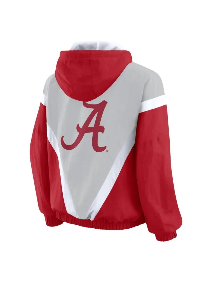 WEAR by Erin Andrews Женская ветровка-худи на молнии цвета малиново-серого Alabama Crimson Tide — изображение 3 из 5, серый