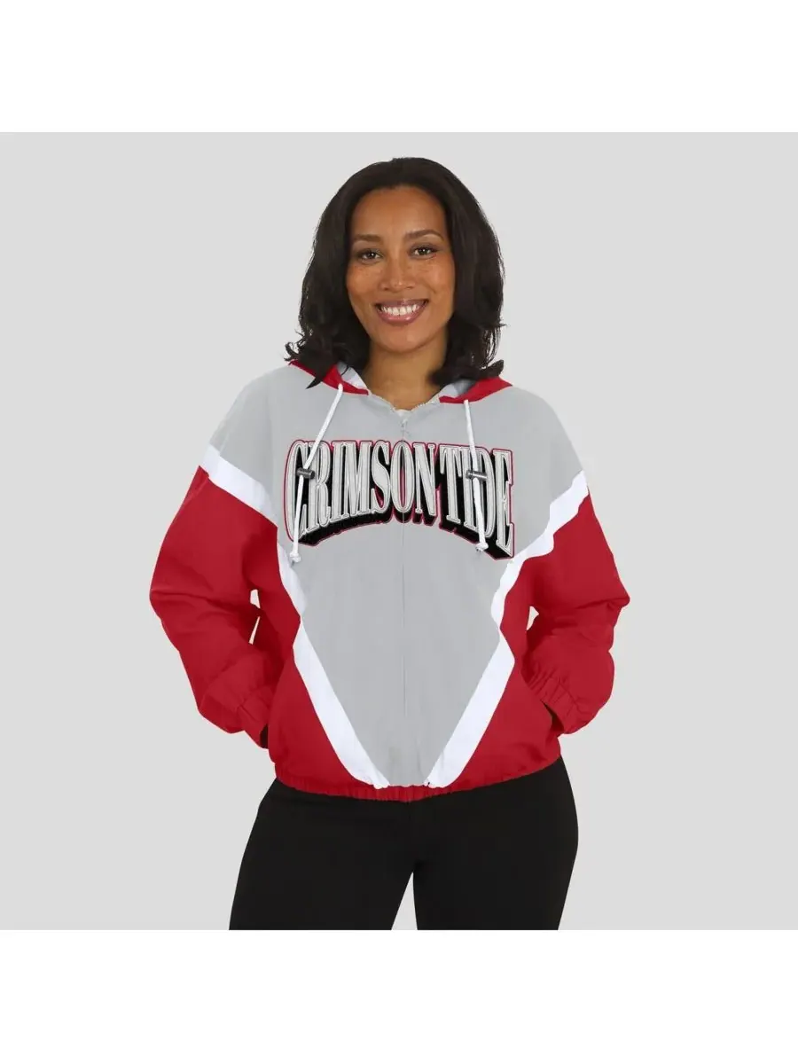 WEAR by Erin Andrews Женская ветровка-худи на молнии цвета малиново-серого Alabama Crimson Tide — изображение 4 из 5, серый