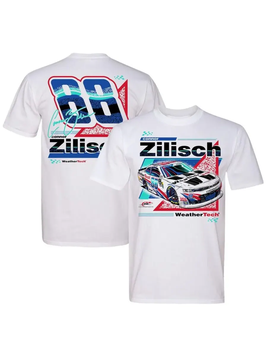 JR Motorsports Official Team Apparel Мужская белая футболка Connor Zilisch WeatherTech с — белый