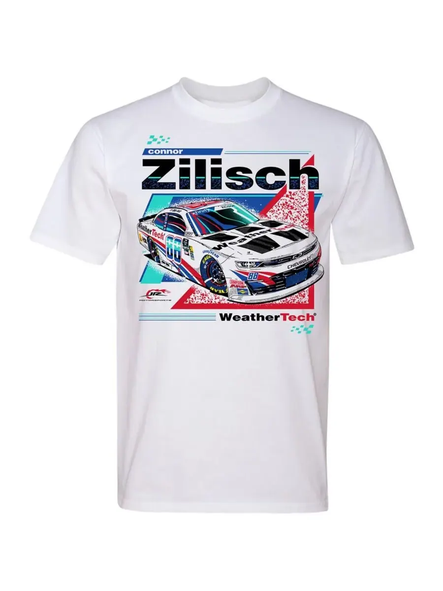 JR Motorsports Official Team Apparel Мужская белая футболка Connor Zilisch WeatherTech с — изображение 2 из 3, белый
