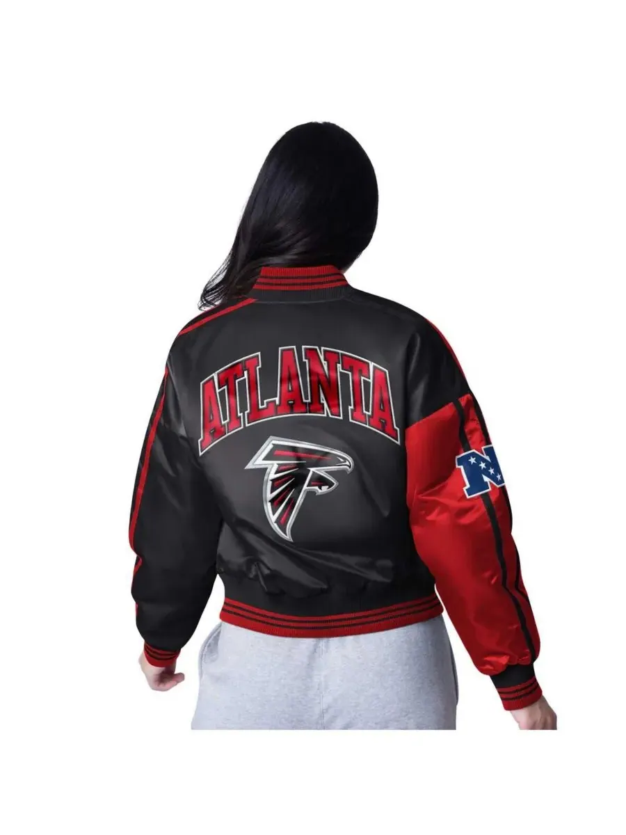 Starter Женская укороченная атласная куртка Atlanta Falcons Zone Blitz с застежкой на кнопках — изображение 2 из 2