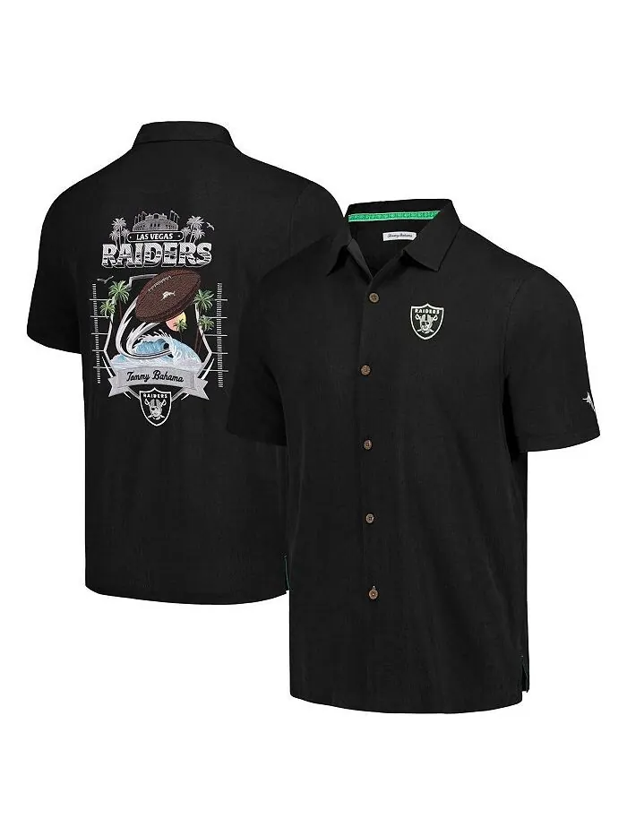 Мужская черная рубашка на пуговицах Las Vegas Raiders Tidal Kickoff Camp Tommy Bahama