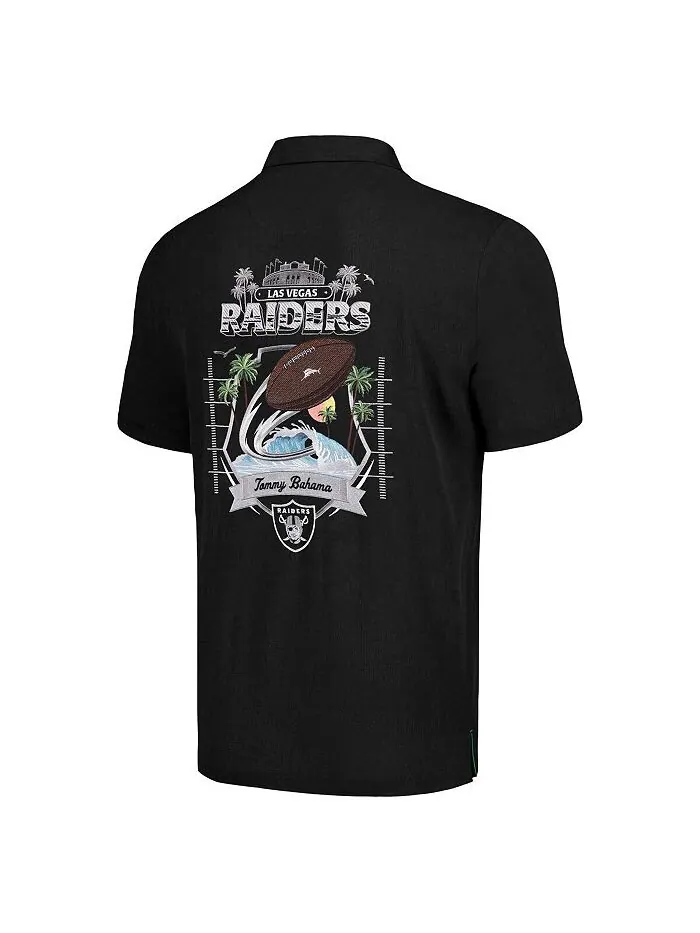 Мужская черная рубашка на пуговицах Las Vegas Raiders Tidal Kickoff Camp Tommy Bahama — изображение 3 из 3, черный