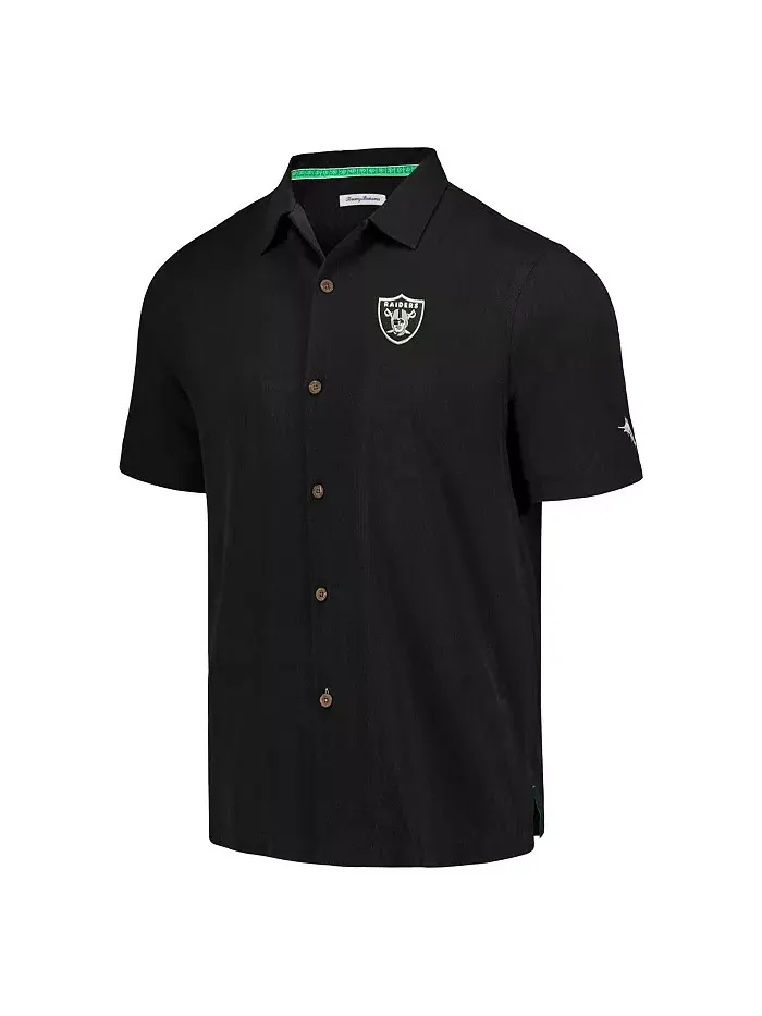 Мужская черная кнопочная рубашка Las Vegas Raiders Tidal Kickoff Camp Tommy Bahama — изображение 2 из 3