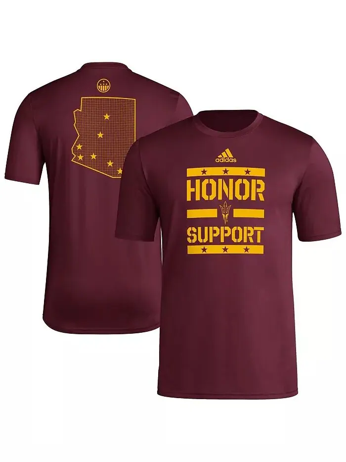 Футболка мужская темно-бордовая Arizona State Sun Devils Honor Support Pre-Game adidas