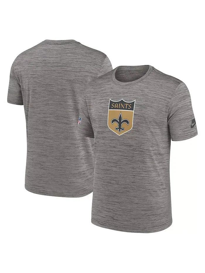 Мужская футболка Heather Charcoal New Orleans Saints 2023 Sideline Alternate Logo Performance Nike — изображение 1 из 3