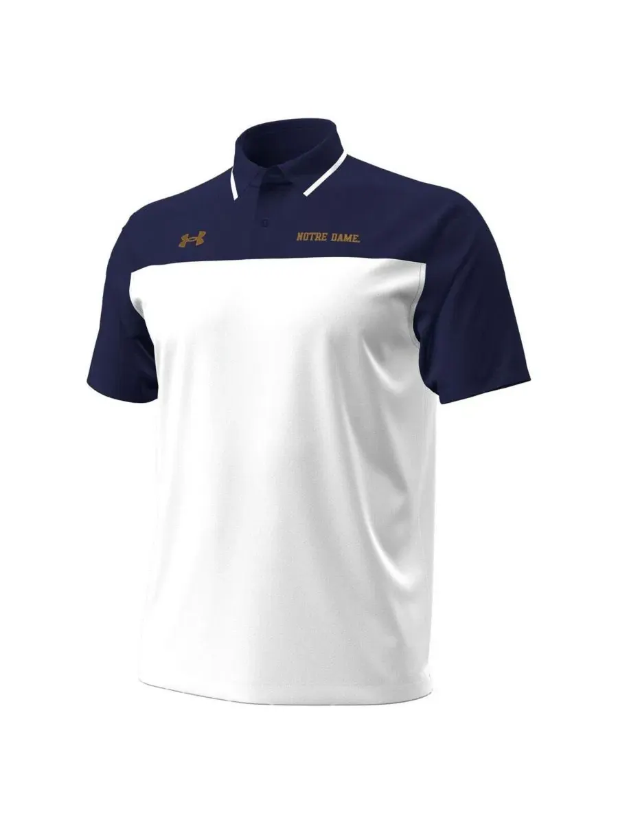 Поло с коротким рукавом Green Blocked Notre Dame Fighting Irish Under Armour — изображение 2 из 3, белый темно-синий
