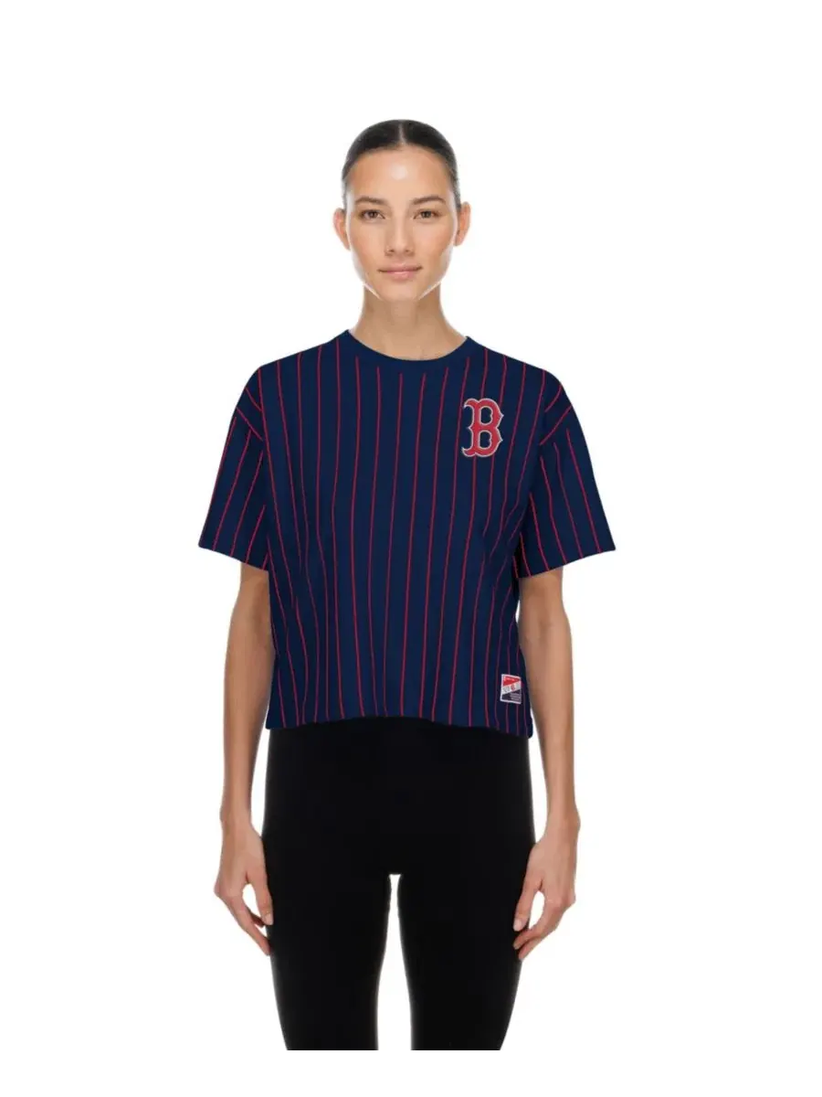 Футболка с вертикальной полоской Throwback Meshback Pinstripe Boxy New Era