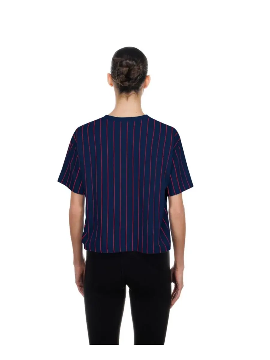 Футболка с вертикальной полоской Throwback Meshback Pinstripe Boxy New Era — изображение 4 из 4, темно-синий