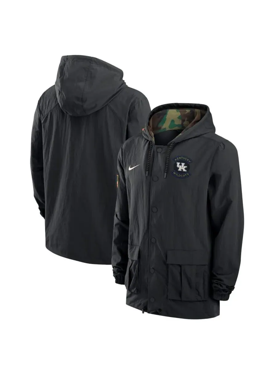 Nike Мужская черная куртка Kentucky Wildcats 2025 NCAA в знак благодарности военнослужащим, с