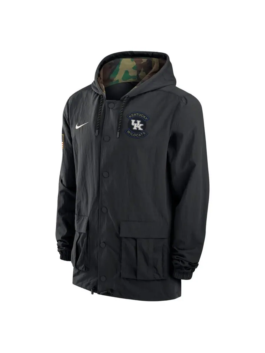 Nike Мужская черная куртка Kentucky Wildcats 2025 NCAA в знак благодарности военнослужащим, с — изображение 2 из 3, черный