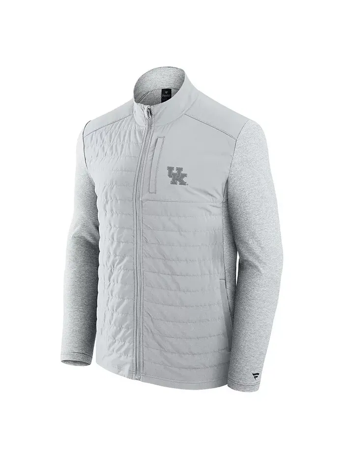 Мужская серая тонированная толстовка с молнией Kentucky Wildcats с основным логотипом Fanatics — изображение 2 из 3