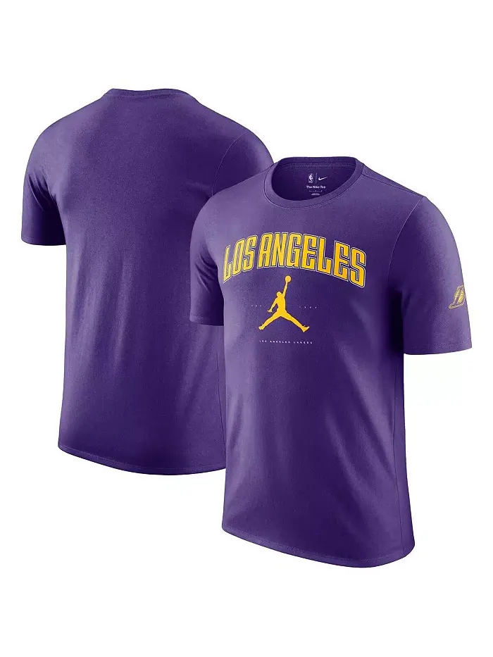 Мужская и женская фиолетовая футболка Essential Cities Los Angeles Lakers Jordan