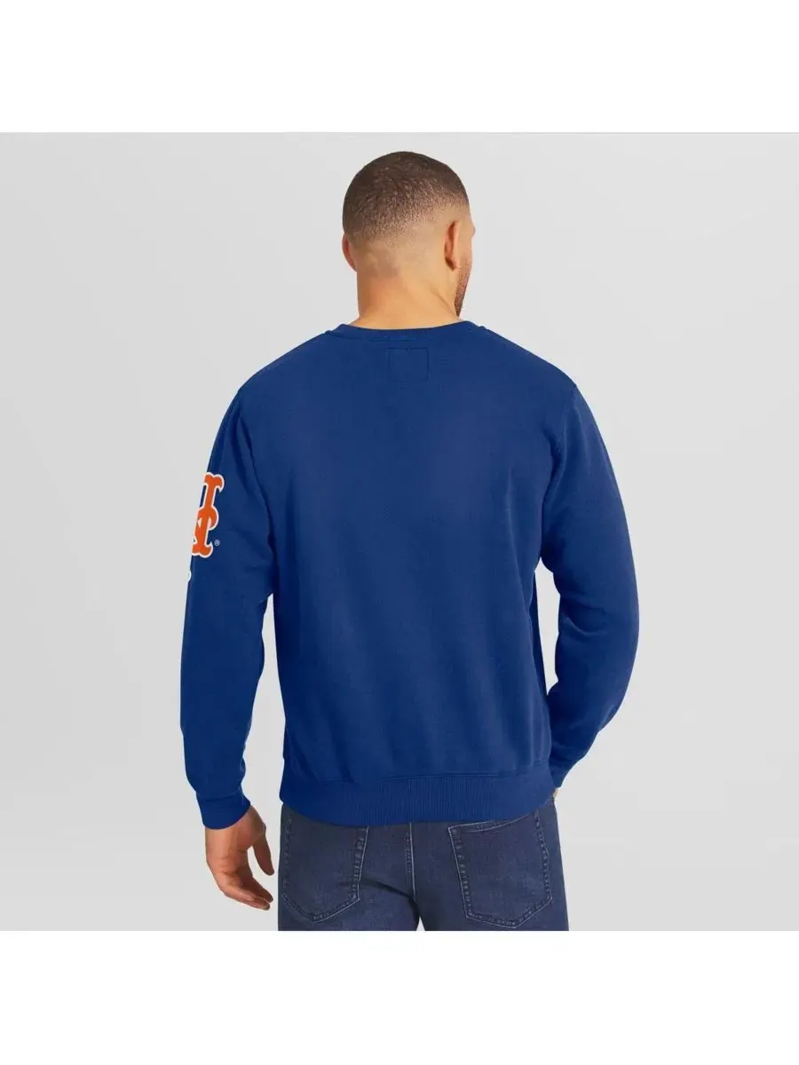 Мужская толстовка с круглым вырезом Royal New York Mets Washed Crew Neck Pullover Darius Rucker — изображение 2 из 8