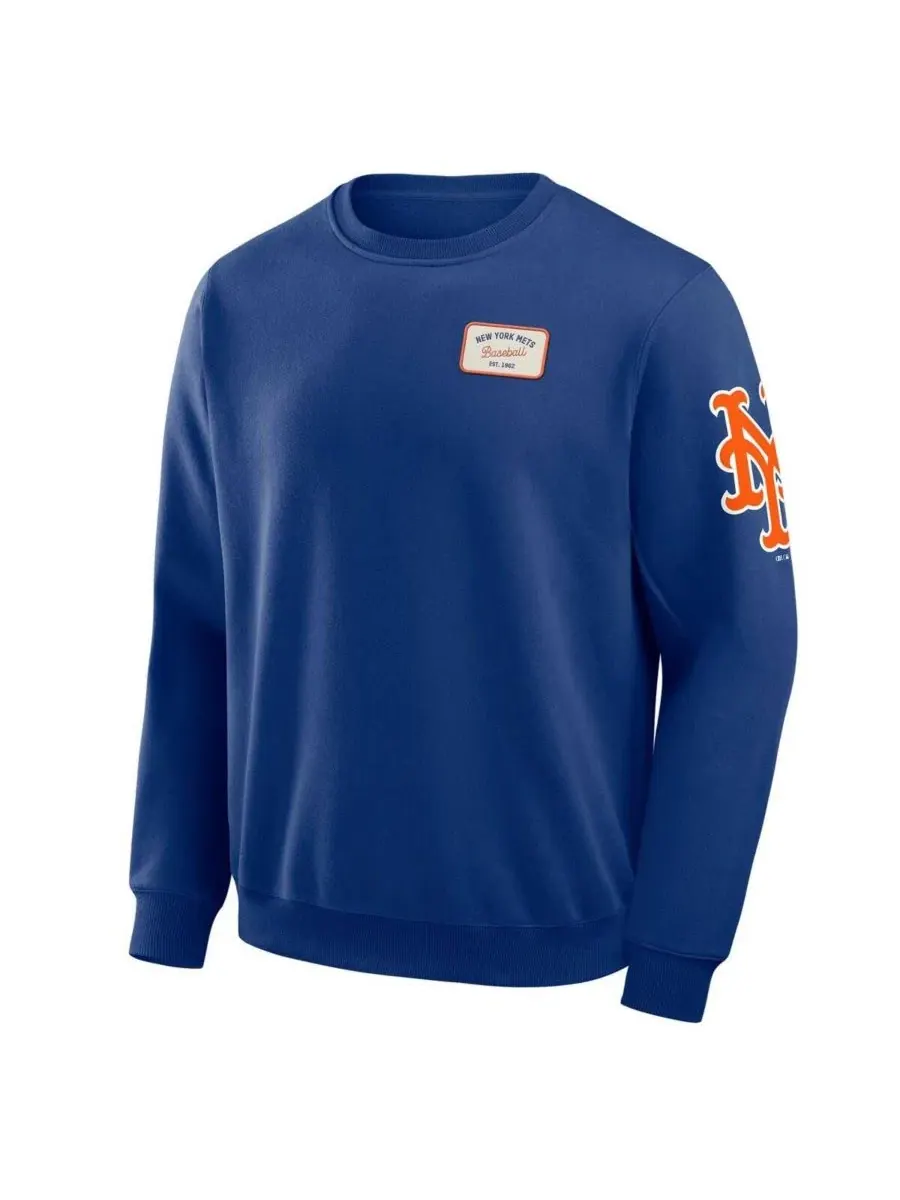 Мужская толстовка с круглым вырезом Royal New York Mets Washed Crew Neck Pullover Darius Rucker — изображение 3 из 8