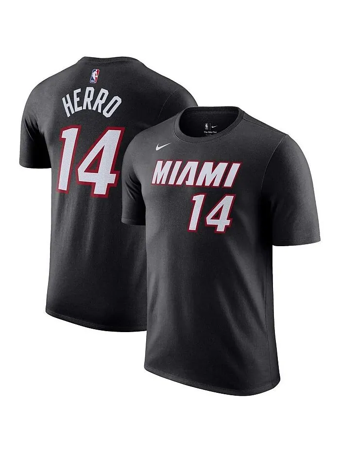 Мужская черная футболка Tyler Hero Miami Heat Icon 2022/23 с именем и номером Nike