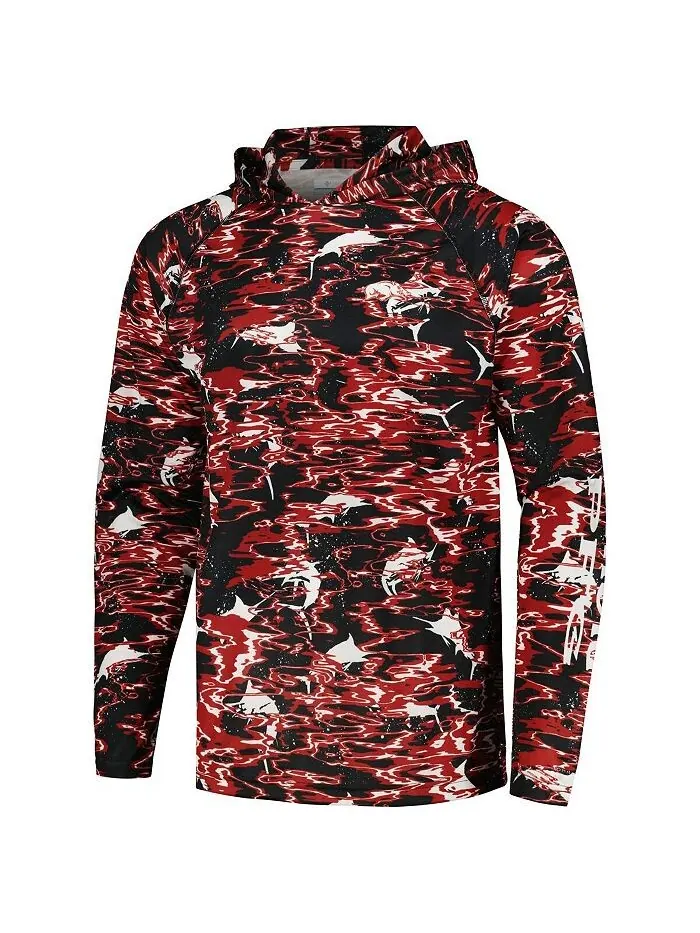 Мужская черная футболка с капюшоном и длинными рукавами Arkansas Razorbacks PFG Terminal Tackle — изображение 2 из 3, черный