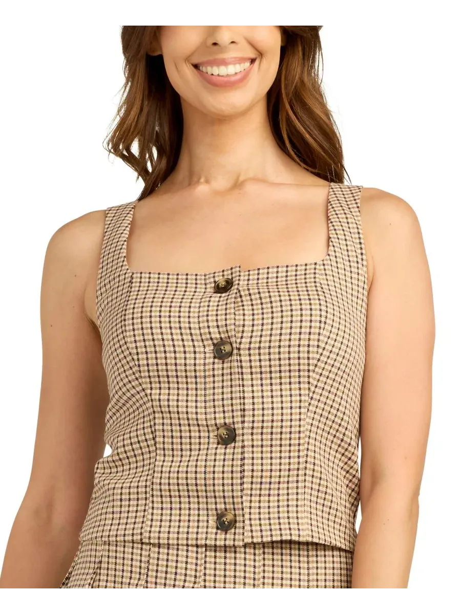 Топ без рукавов с квадратным вырезом, модель Square Neck Button-Front BCX, Color 4