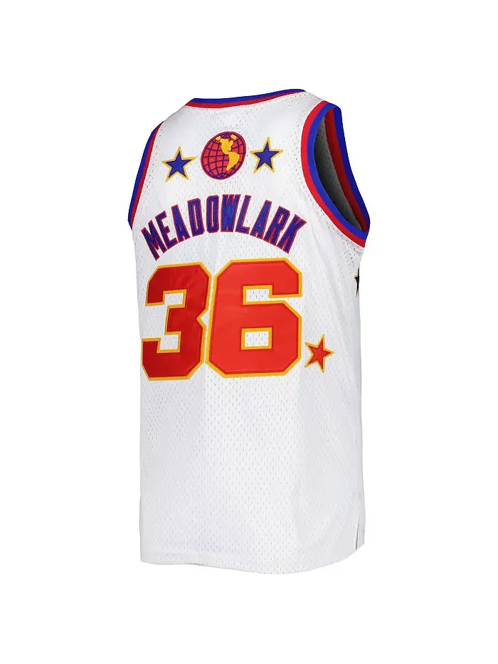 Мужская баскетбольная майка Swingman Harlem Globetrotters Meadowlark Lemon белого цвета Rings & — изображение 2 из 2