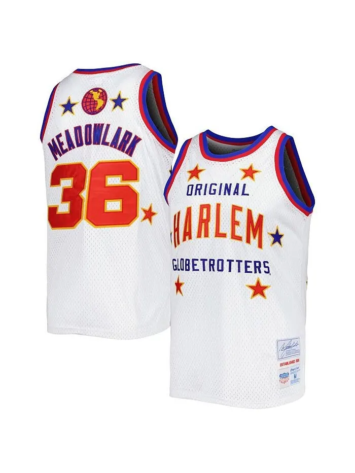 Мужская майка Meadowlark Lemon White Harlem Globetrotters Swingman Rings & Crwns — белый