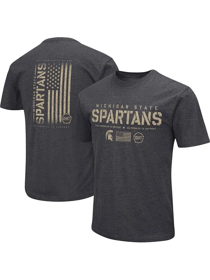 Мужская футболка Heather Black Michigan State Spartans Big and Tall OHT в стиле милитари с надписью