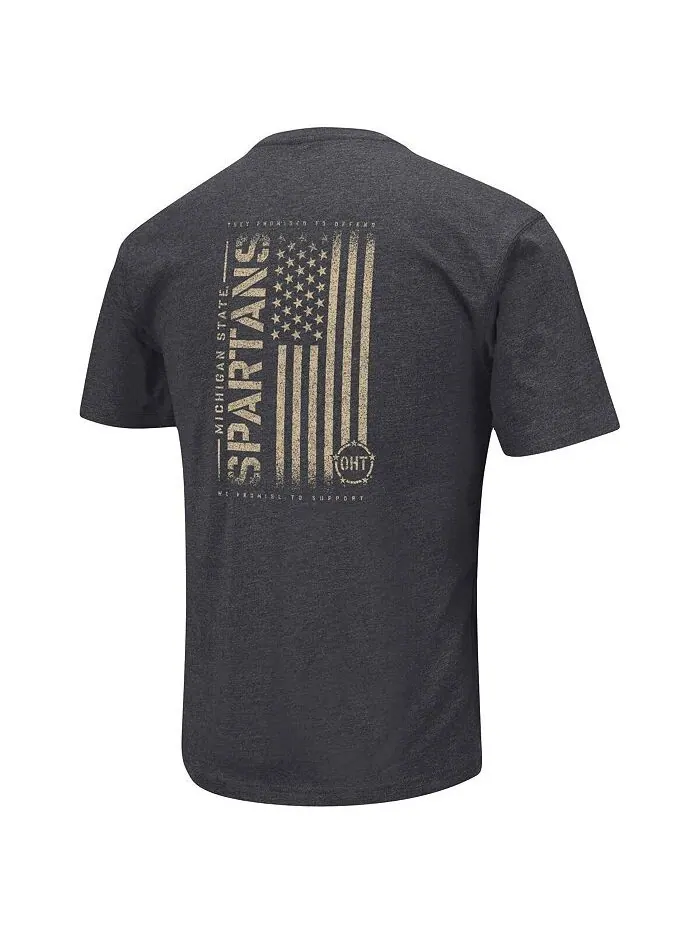 Мужская футболка Heather Black Michigan State Spartans Big and Tall OHT в стиле милитари с надписью — изображение 3 из 3