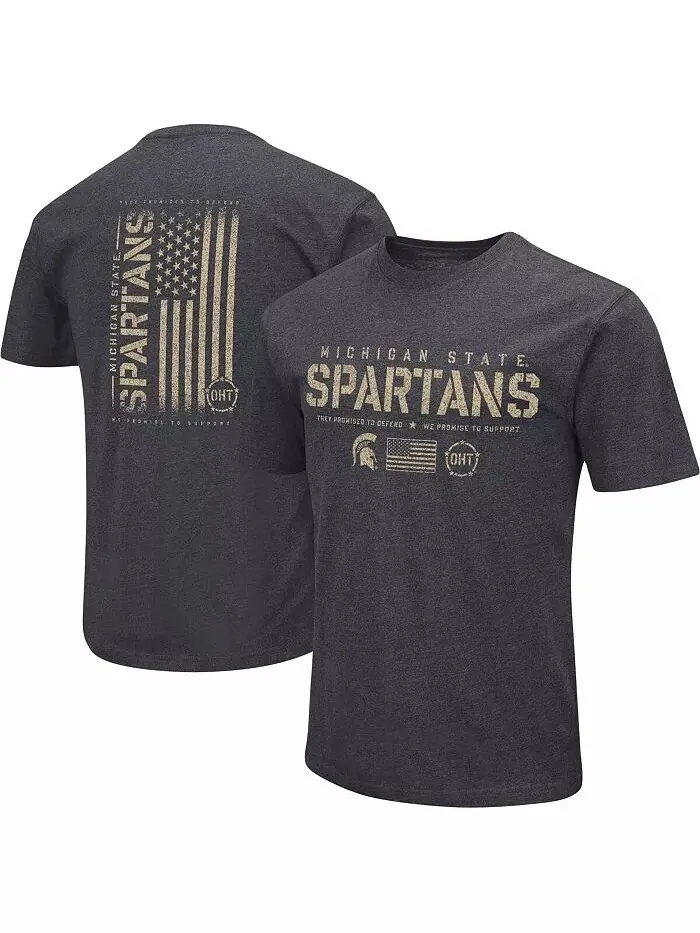 Футболка мужская Heather Black Michigan State Spartans Big and Tall OHT в стиле милитари с — изображение 1 из 3