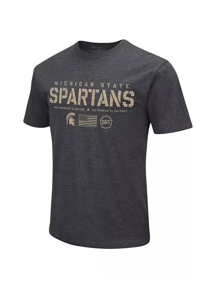 Футболка мужская Heather Black Michigan State Spartans Big and Tall OHT в стиле милитари с — изображение 2 из 3