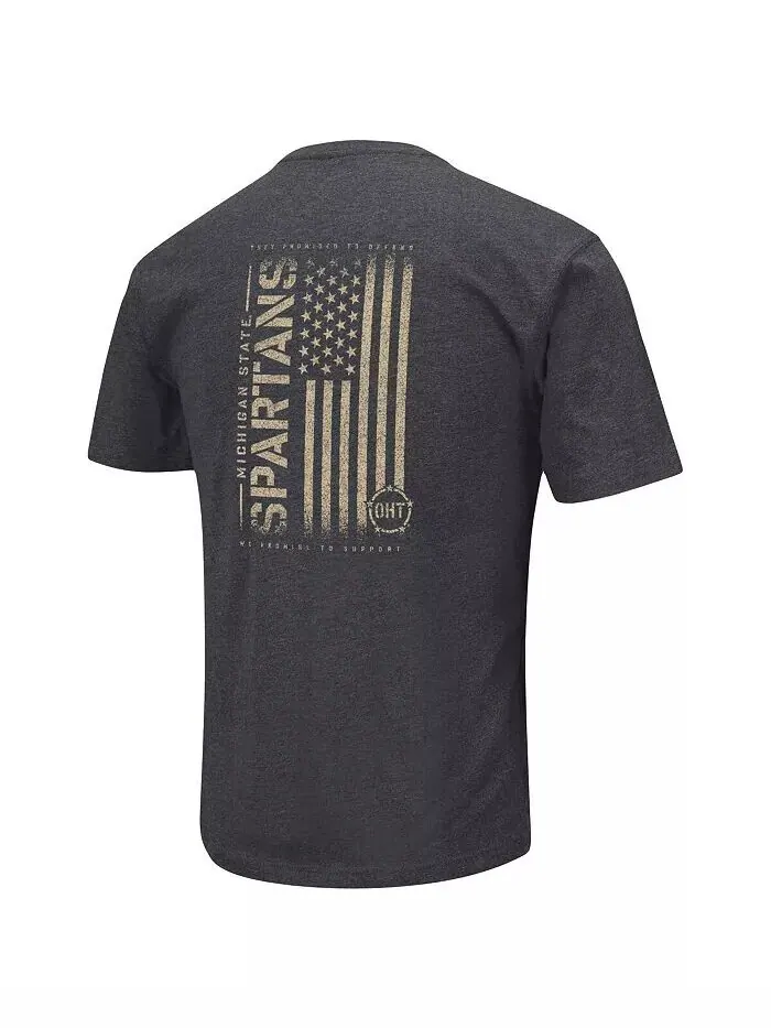 Футболка мужская Heather Black Michigan State Spartans Big and Tall OHT в стиле милитари с — изображение 3 из 3