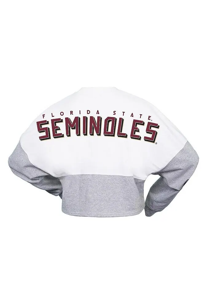 Женская белая укороченная футболка из джерси с длинным рукавом Florida State Seminoles Heather — изображение 2 из 3, белый