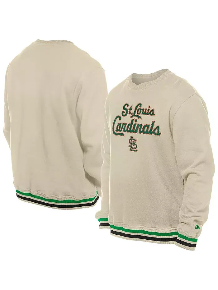 Мужской кремовый свитшот St. Louis Cardinals St. Patrick's Day из твила New Era