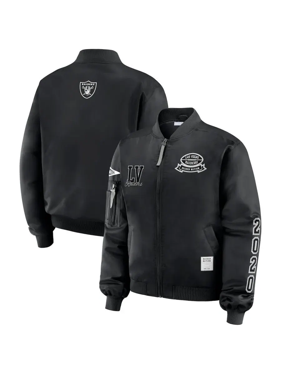 Женская куртка-бомбер с принтом команды Las Vegas Raiders, модель Patch Full-Zip WEAR by Erin