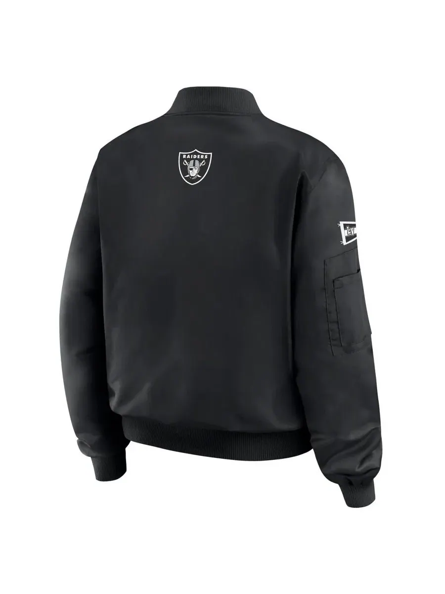 Женская куртка-бомбер с принтом команды Las Vegas Raiders, модель Patch Full-Zip WEAR by Erin — изображение 3 из 5, черный