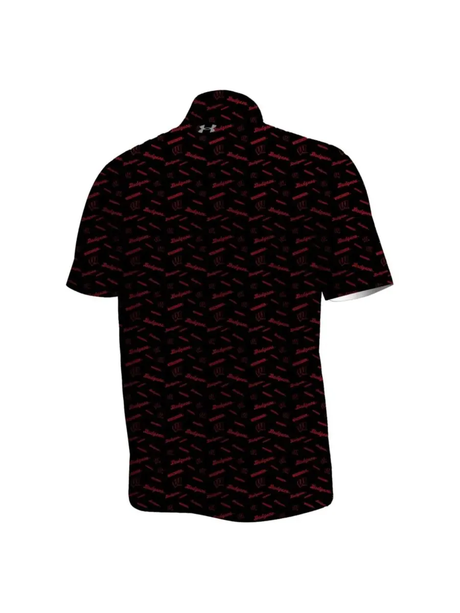 Мужское поло с длинным рукавом с принтом Wisconsin Badgers Gameday Armourfuse Under Armour — изображение 2 из 3, черный