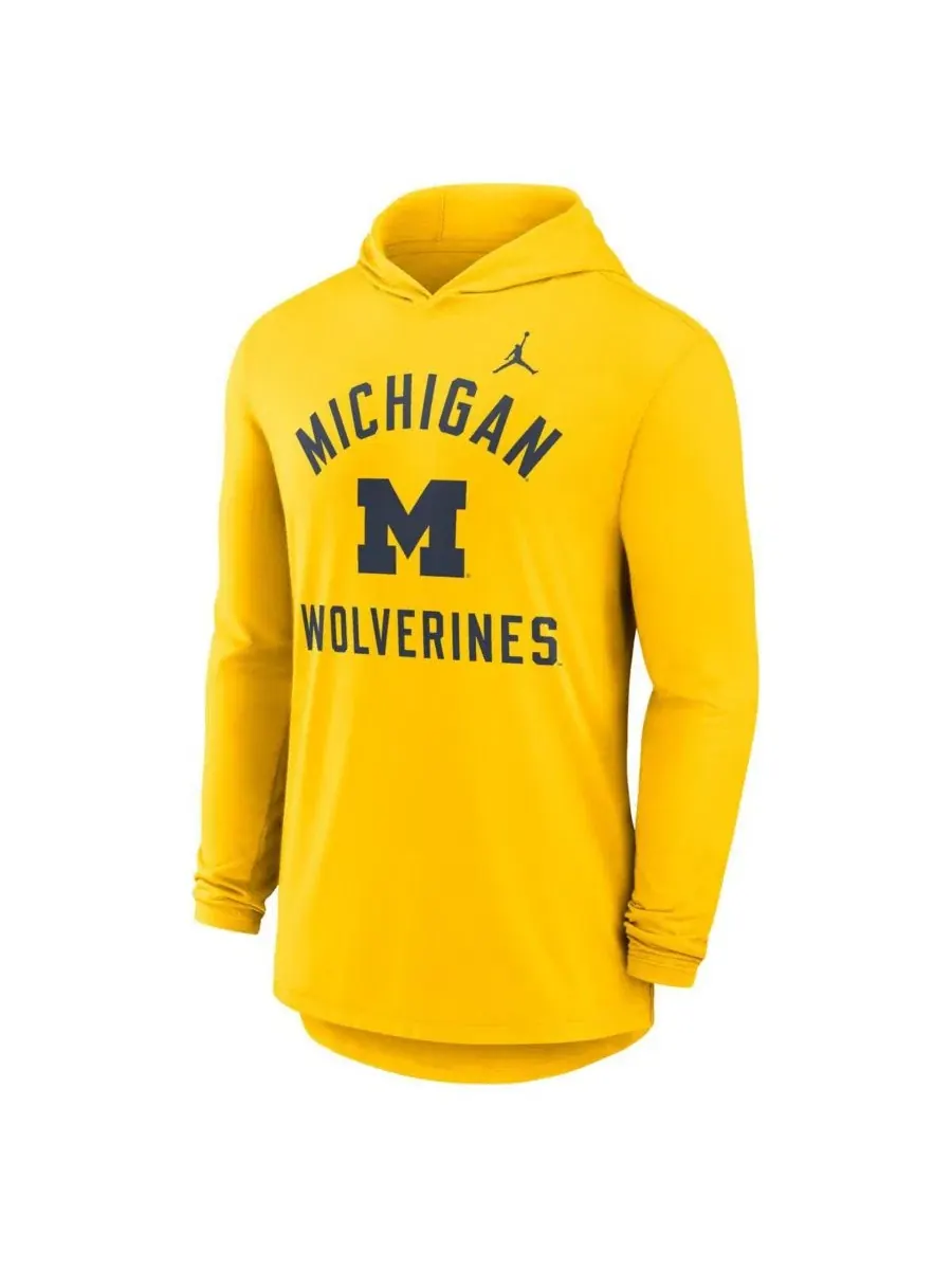 Лонгслив с капюшоном Classic Arch Tri-Blend Long Sleeve Hoodie T-Shirt Jordan — изображение 2 из 3, желтый