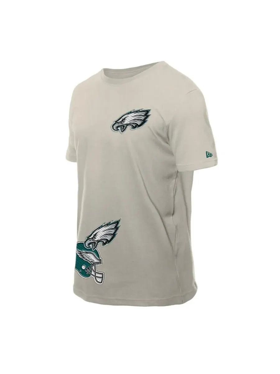 New Era Мужская светло-бежевая футболка с несколькими нашивками Philadelphia Eagles — изображение 5 из 5, светлый бежевый