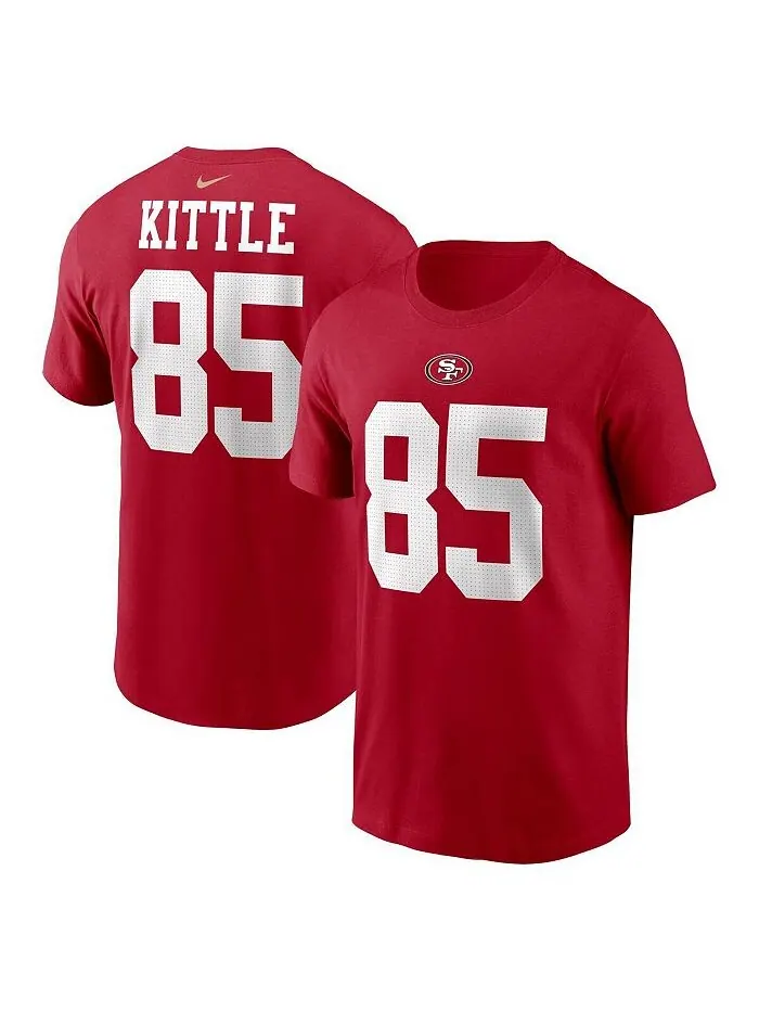 Мужская футболка George Kittle Scarlet San Francisco 49ers с именем и номером игрока Nike
