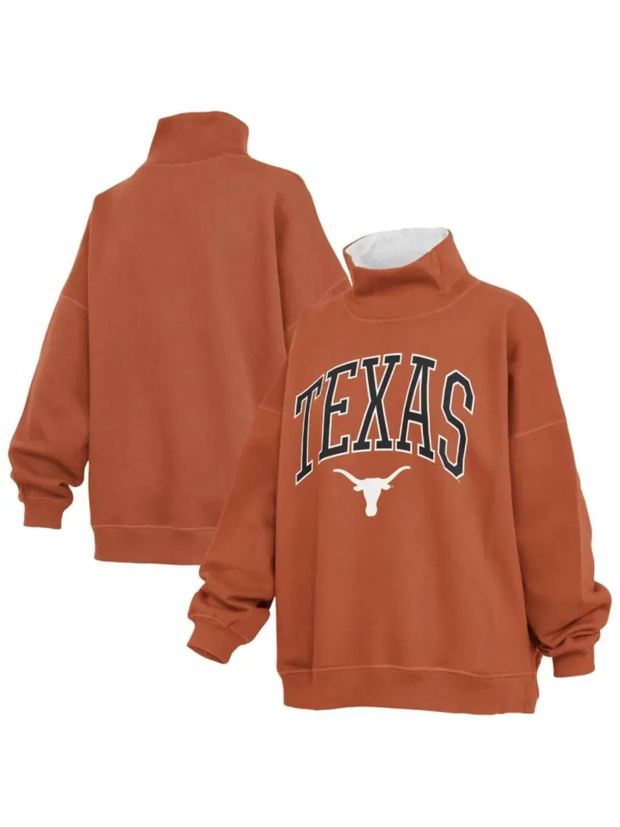 Женский свитшот с имитацией ворота и принтом Texas Longhorns Pressbox