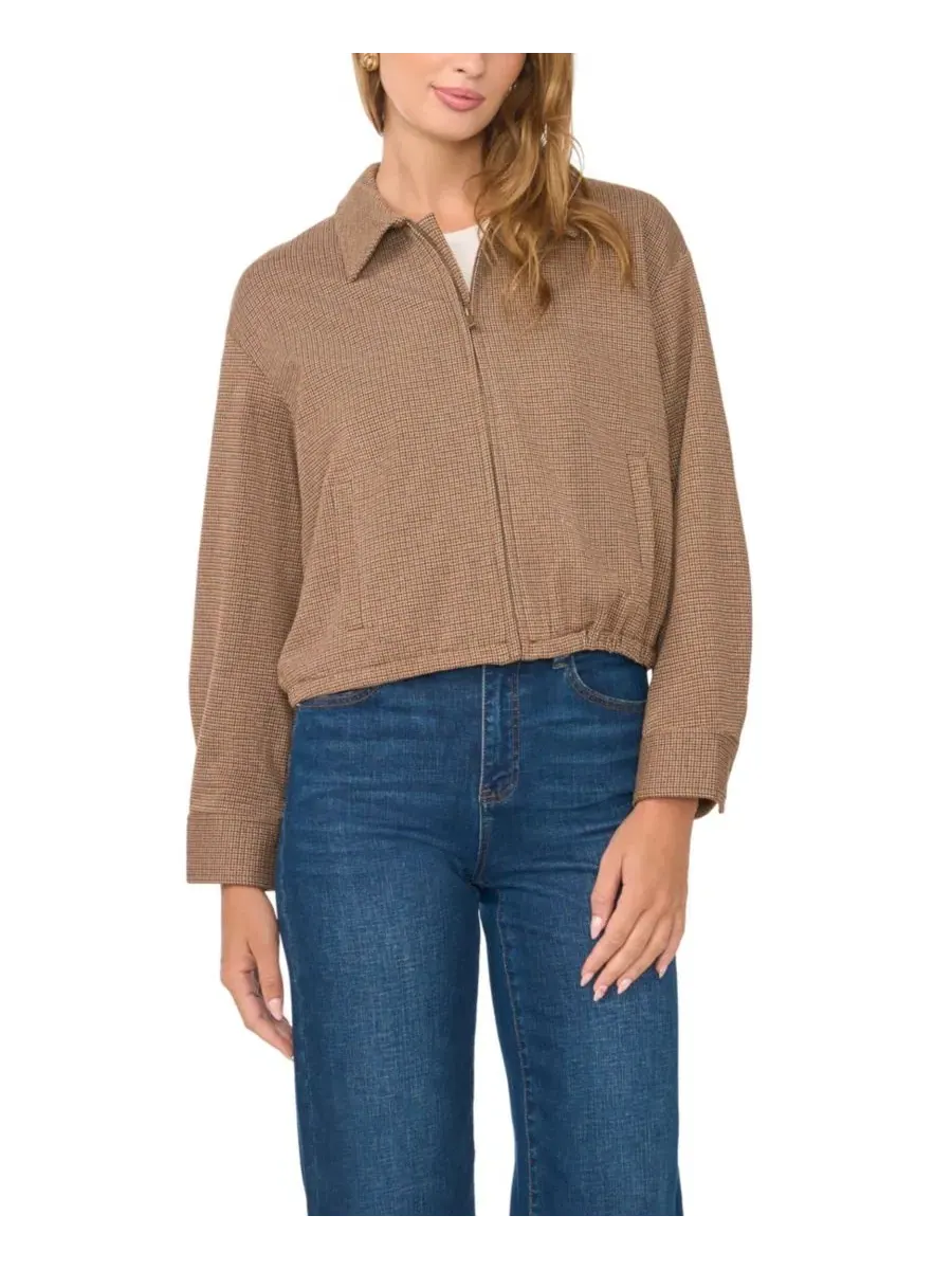 Женская куртка-бомбер с воротником-стойкой, вафельный трикотаж, модель Collared Bubble Front