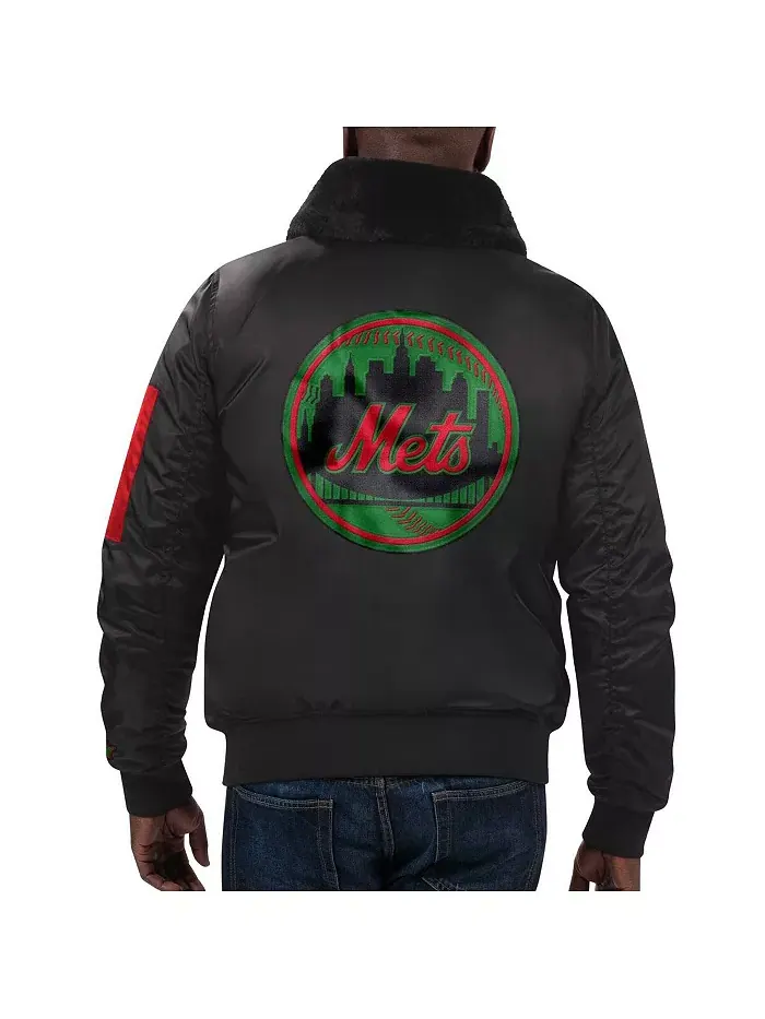 Мужская куртка на молнии из сатина x Ty Mopkins Black New York Mets Black History Month Starter — изображение 3 из 4