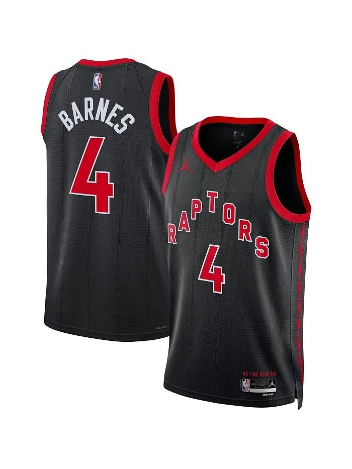 Мужская брендовая черная футболка Scottie Barnes Toronto Raptors 2022/23 Replica Swingman — черный