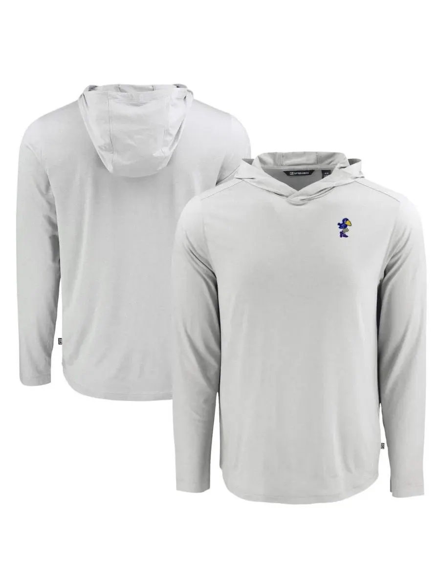 Мужская серая толстовка с длинными рукавами Kansas Jayhawks Coastline Epic Comfort Eco Cutter & Buck