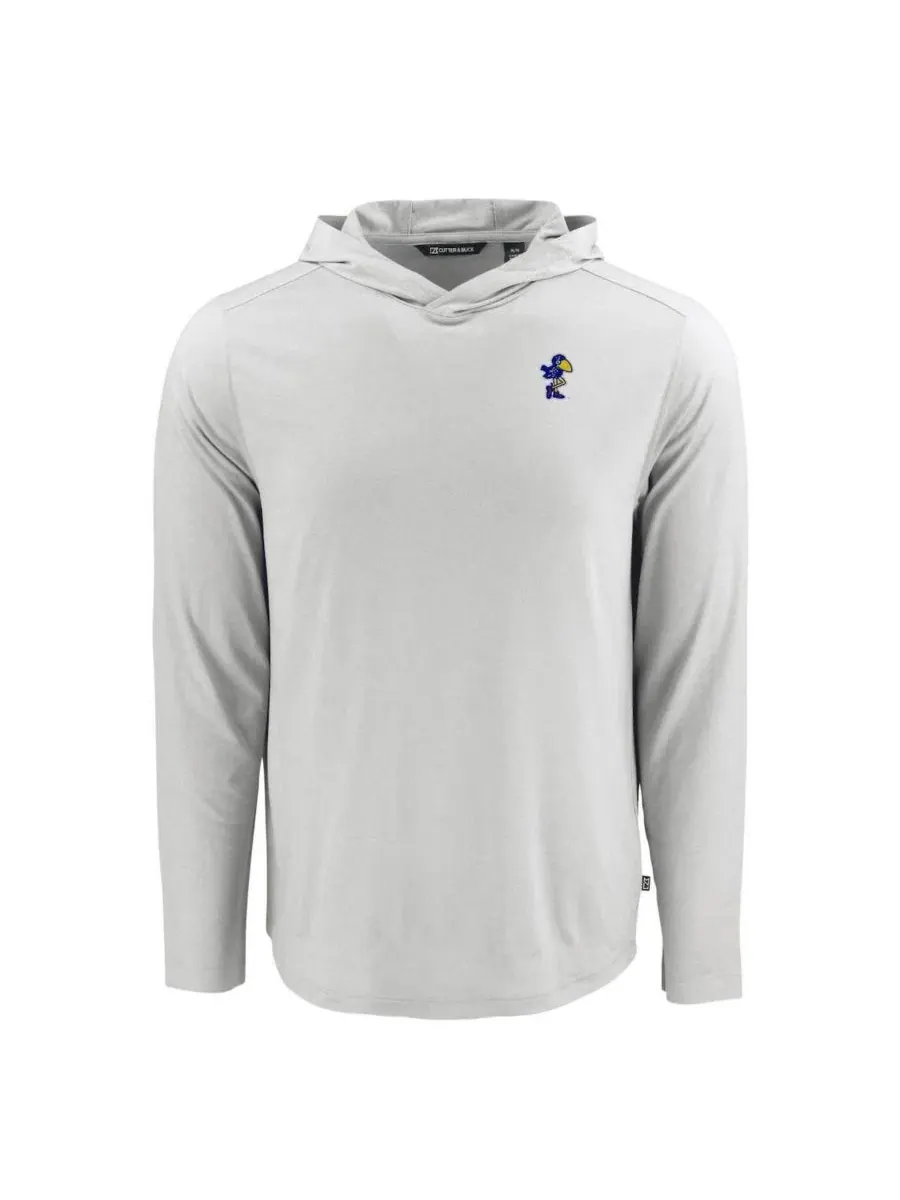 Мужская серая толстовка с длинными рукавами Kansas Jayhawks Coastline Epic Comfort Eco Cutter & Buck — изображение 2 из 3