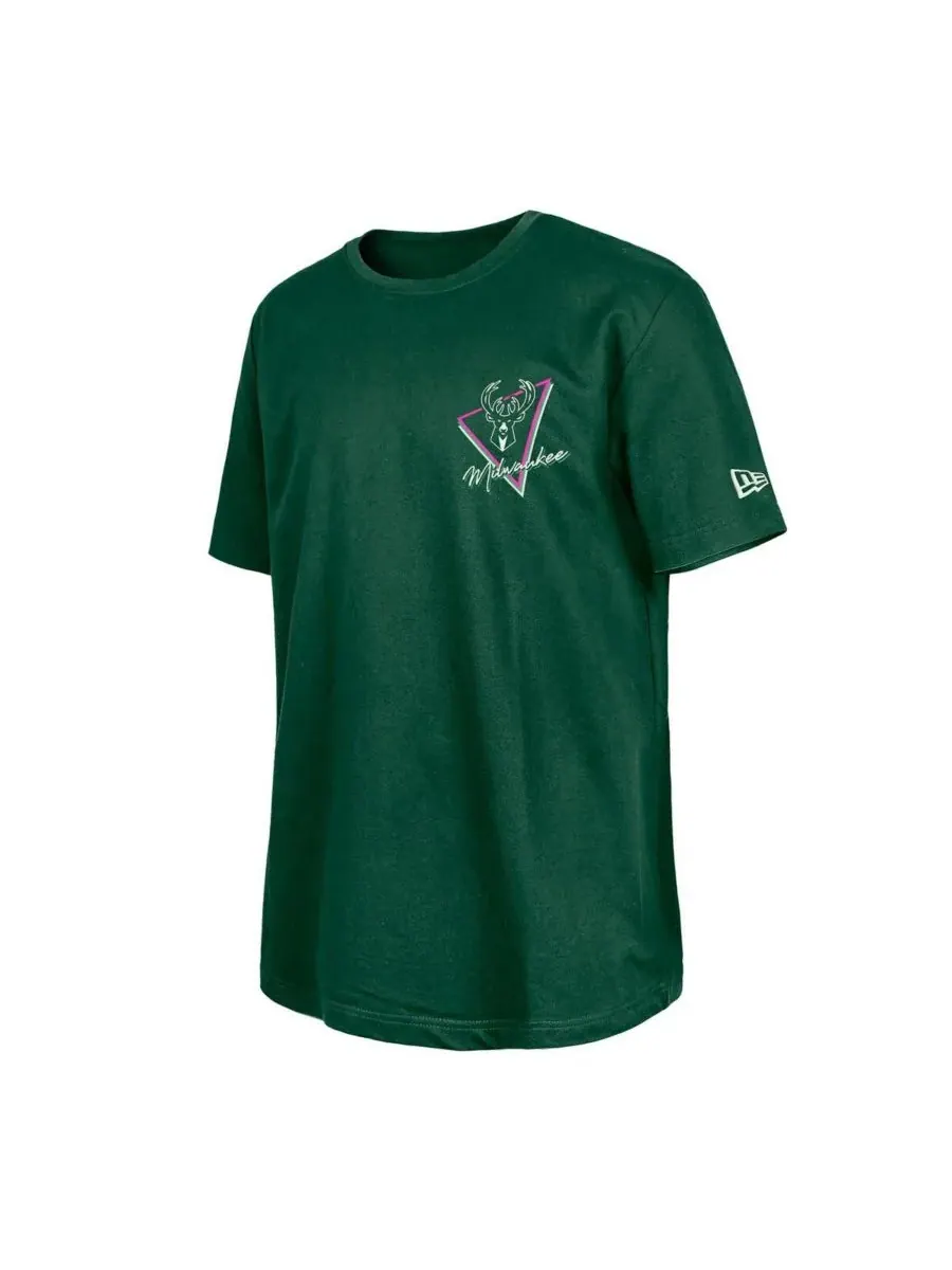 New Era Мужская футболка Milwaukee Bucks темно-зеленого цвета, светящаяся в темноте — изображение 3 из 3, зеленый