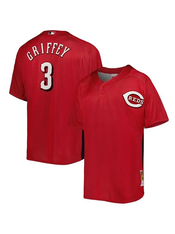 Мужское тренировочное джерси с сеткой Ken Griffey Jr. Red Cincinnati Reds Cooperstown Collection