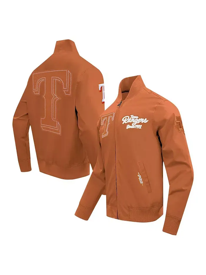 Мужская коричневая бейсбольная куртка Texas Rangers Paint The City на молнии Pro Standard