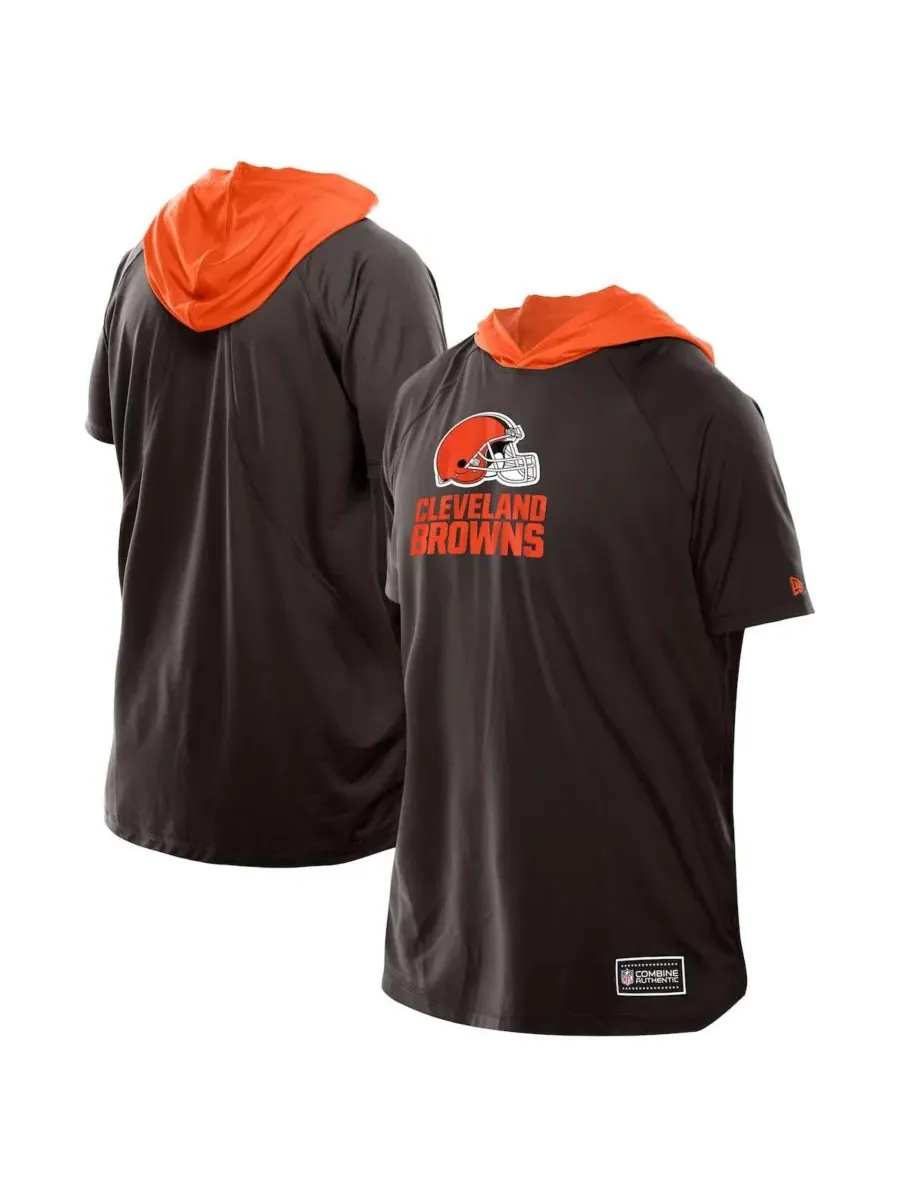 Футболка с капюшоном и рукавом реглан Cleveland Browns Authentic New Era