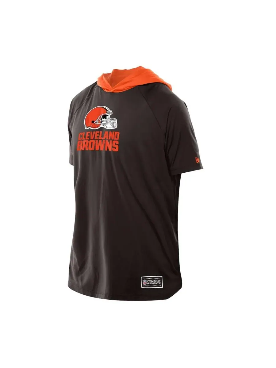 Футболка с капюшоном и рукавом реглан Cleveland Browns Authentic New Era — изображение 5 из 5, коричневый