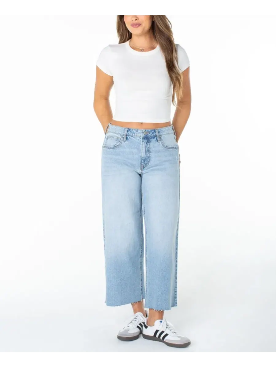 Джинсы с широкими штанинами и необработанным краем, модель Raw-Hem Wide-Leg Celebrity Pink, Biathlon